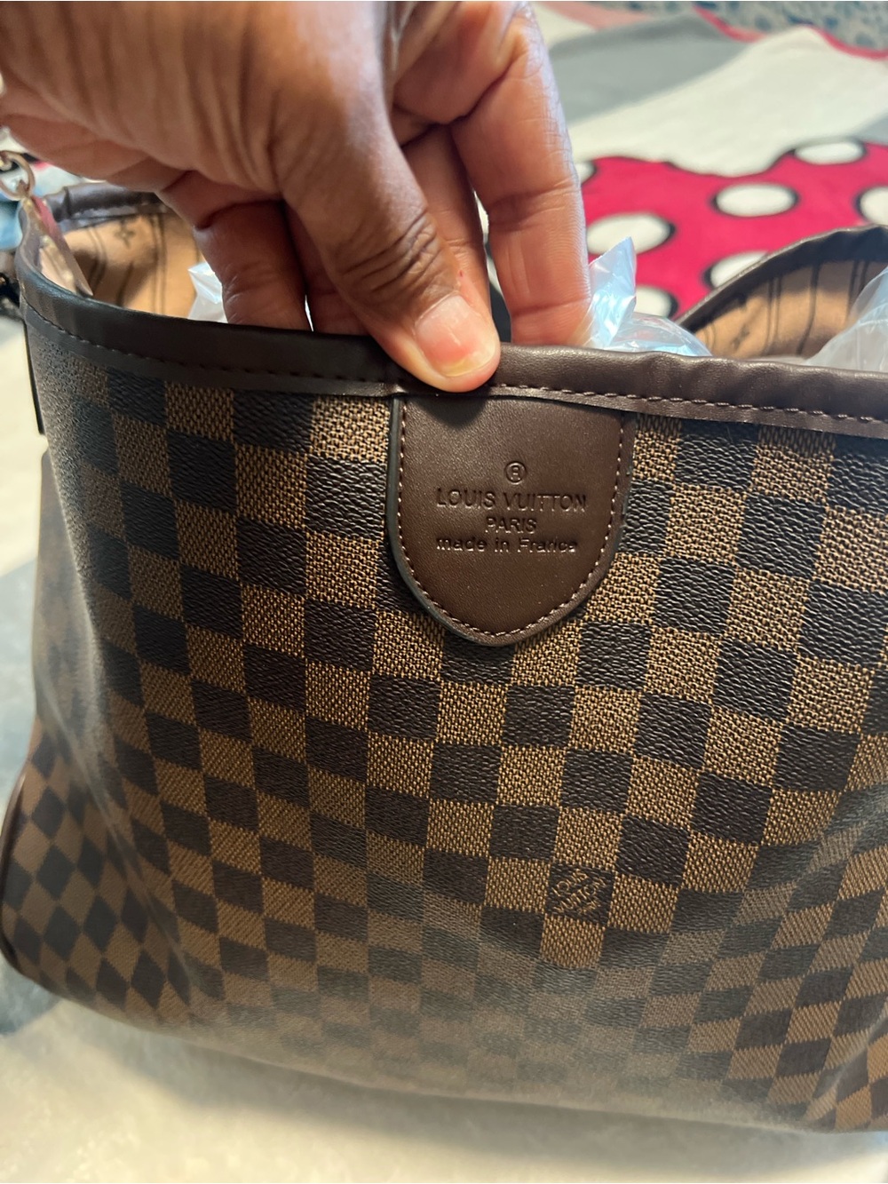 Brown Damier Shoulder Bag - Picture 4 of 9